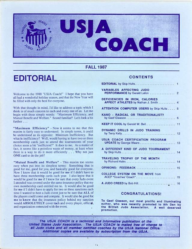 Fall 1987 USJA Coach Newsletter